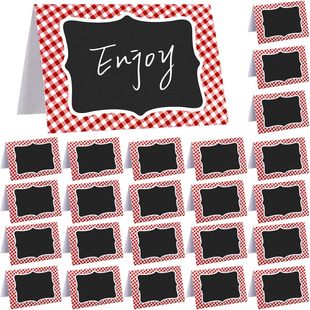 Red Blue Plaid Chalkboard Label Table Card Wedding Tabletop Decoration Seat Card Birthday Party Food Identification Card