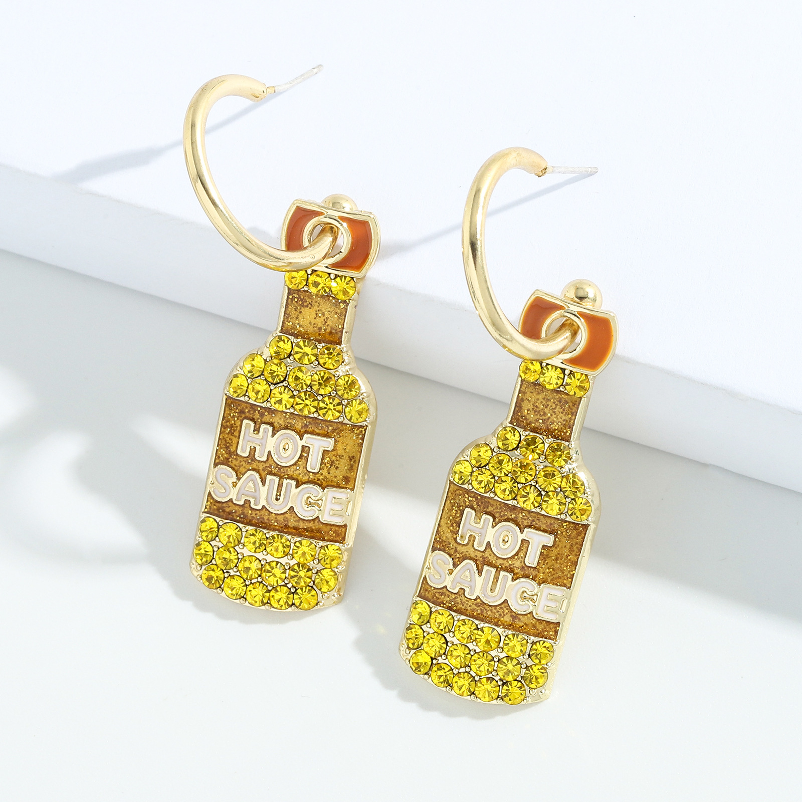 Fashion Letter Creative Wine Bottle Shape Alloy Diamond Earrings display picture 6