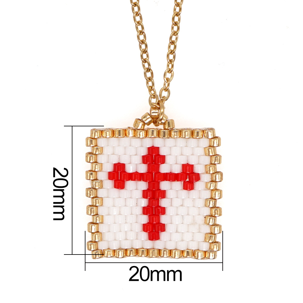 new fashion cross stainless steel collarbone chain Miyuki beads handmade beaded angel necklace