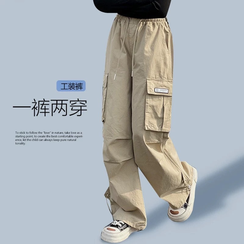 女童裤子夏季工装裤薄款2025新款儿童夏装防蚊裤中大童夏款休闲裤|undefined