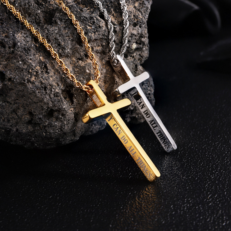 13g Weight 0.03µm-0.05µm Gold Plating Thickness PVD Coated Gold Plating Process 18K Real Gold Plated Plating Material 304 Stainless Steel Pendant Material Pendant Necklace Classification 304 Stainless Steel Chain Material Twisted Rope Chain Chain Type 1 Piece Quantity Holiday, Daily Occasion 304 Stainless Steel Material Cross Pattern Men's Gender Vacation, Simple Style Style Plating Craft Vacation Simple Style Cross 304 Stainless Steel Plating Men's Pendant Necklace Men Pendant Necklaces 13
