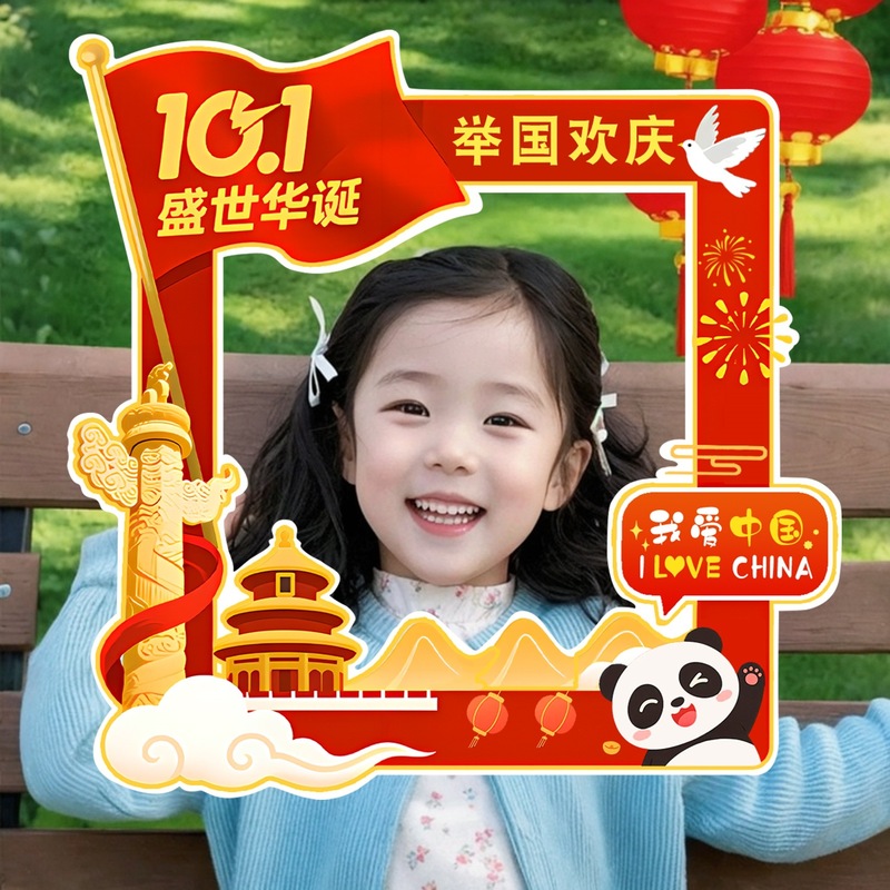 国庆节装饰幼儿园教室主题活动氛围场景布置手举牌kt板拍照框道具|undefined