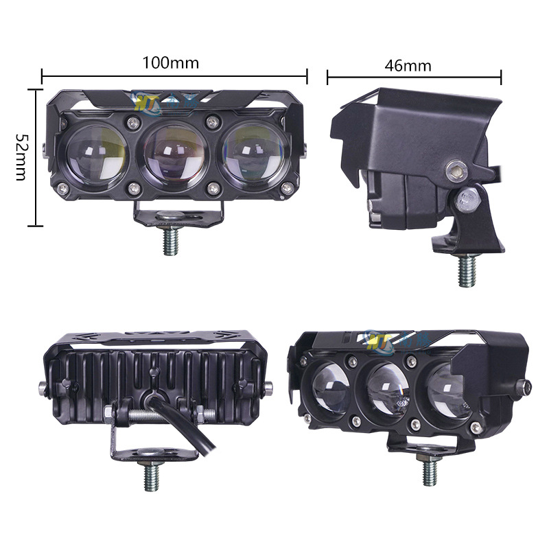 Carcasa de lámpara de motocicleta de una palabra de luz doble de 3 cuentas, carcasa de foco de motocicleta, carcasa de lámpara de coche, accesorios de carcasa de coche