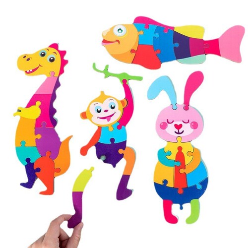 Children's enlightenment wooden character animal puzzle puzzle baby early education manual brain digital traffic puzzle toy