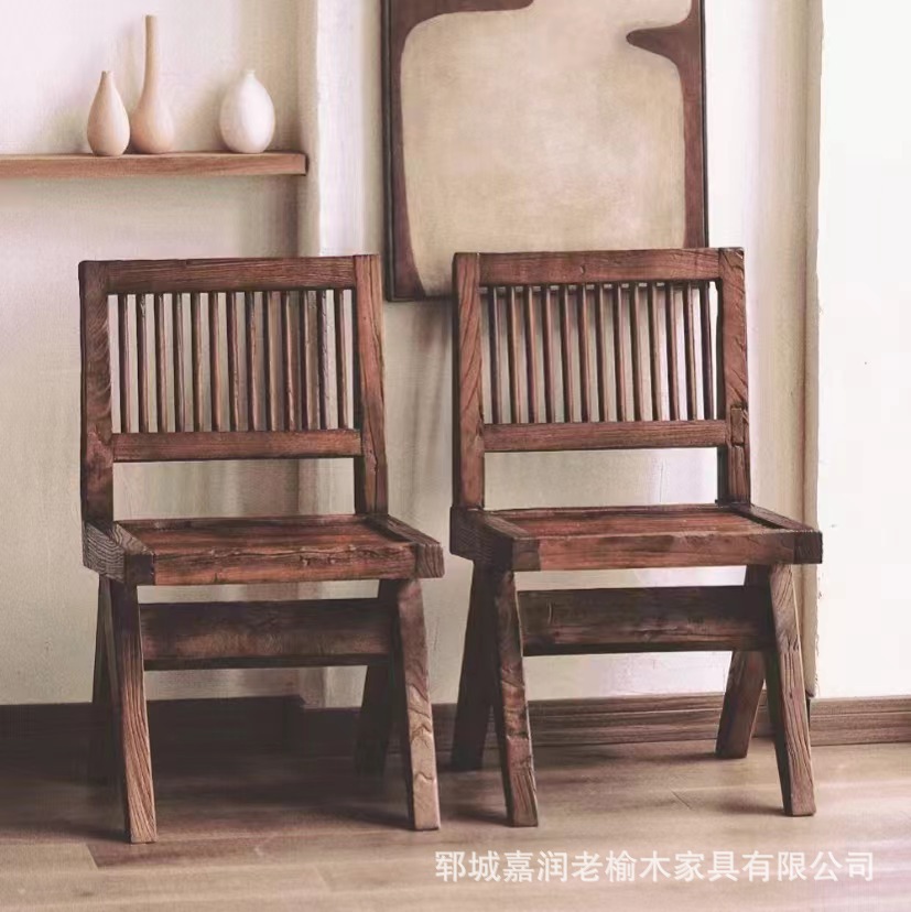 老榆木餐椅茶室喝茶椅子进门换鞋凳新中式客厅休闲椅子