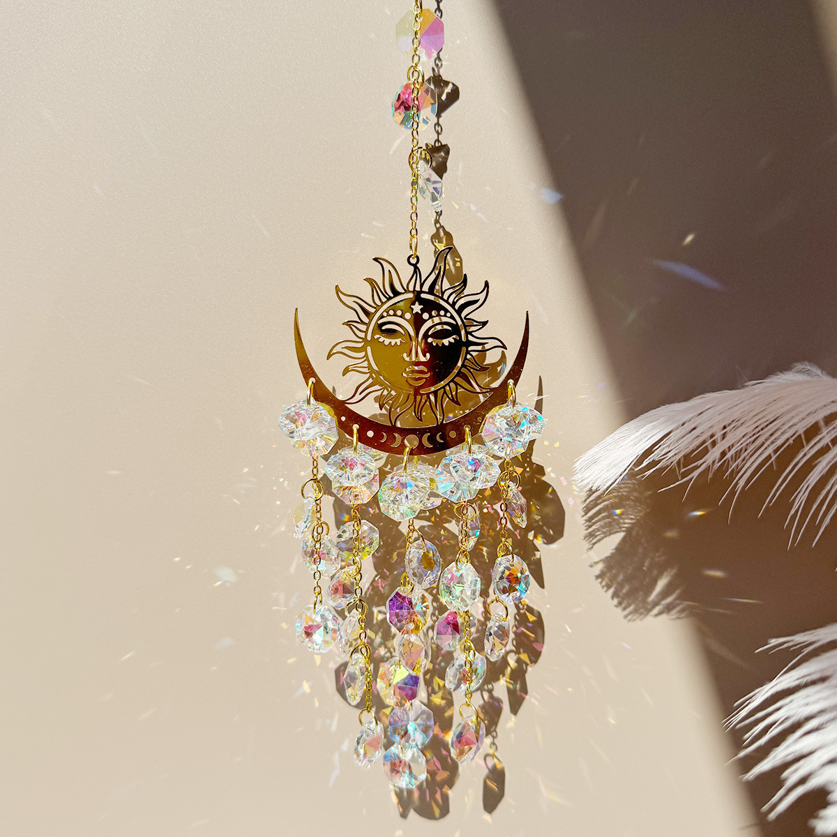 90g Weight Suncatcher, Wind Chime Home Textiles & Decor Type 1 Piece Quantity Housewarming, Graduation, Birthday Occasion Crystal Material Sun Pattern Simple Style Style Simple Style Sun Crystal Suncatcher Wind Chime Wall Art 5