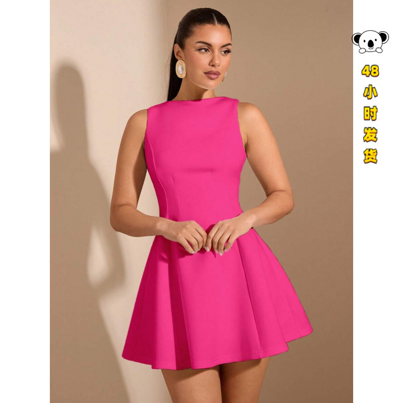 Q 18738 Solid A-line sleeveless dress
