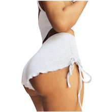 跨境2024欧美新款热销聚会灰色短袖抽绳休闲绷带超短裤