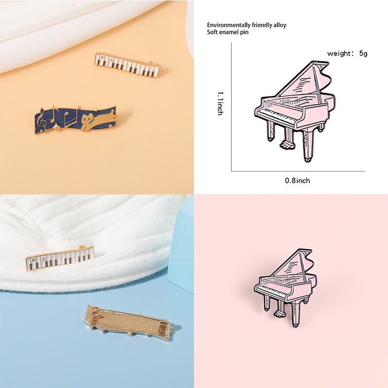 7g Weight Brooches Classification Cute Pin Guitar Cello Letter Alloy Stoving Varnish Unisex Brooches