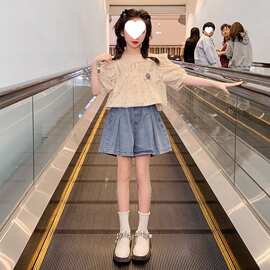 女童衬衫套装洋气2026新款儿童韩版网红时髦中大童夏款短袖两件套