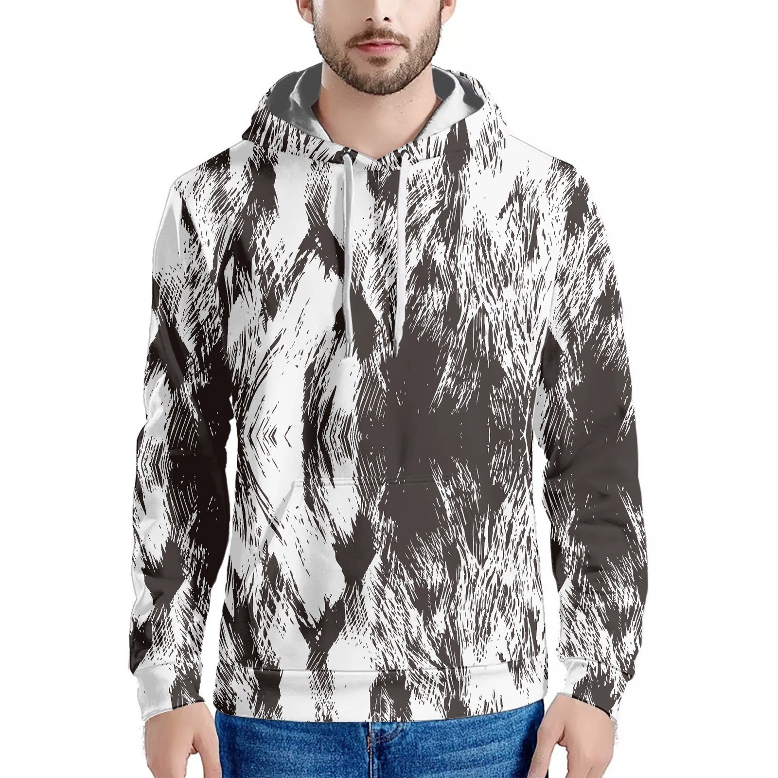 Independent Station черно-белый галстук-краситель сплошной цветной печати один пользовательский мужской свитер с капюшоном четыре сезона с круглым вырезом свитер с длинным рукавом