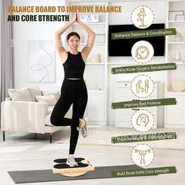 新款木制办公室脚踏板核心训练协调踏板瑜伽踏平衡板健身拉筋板板