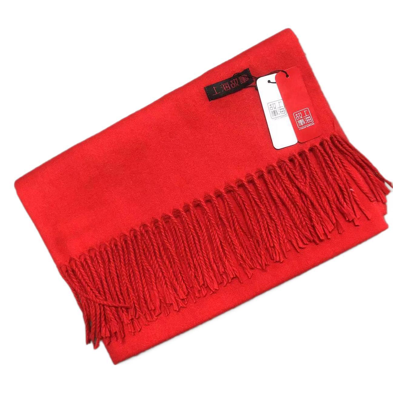 160g reunión anual de otoño y invierno, bufandas rojas, bufandas de cachemira, regalos de reunión anual, fabricantes de bordas de color sólido