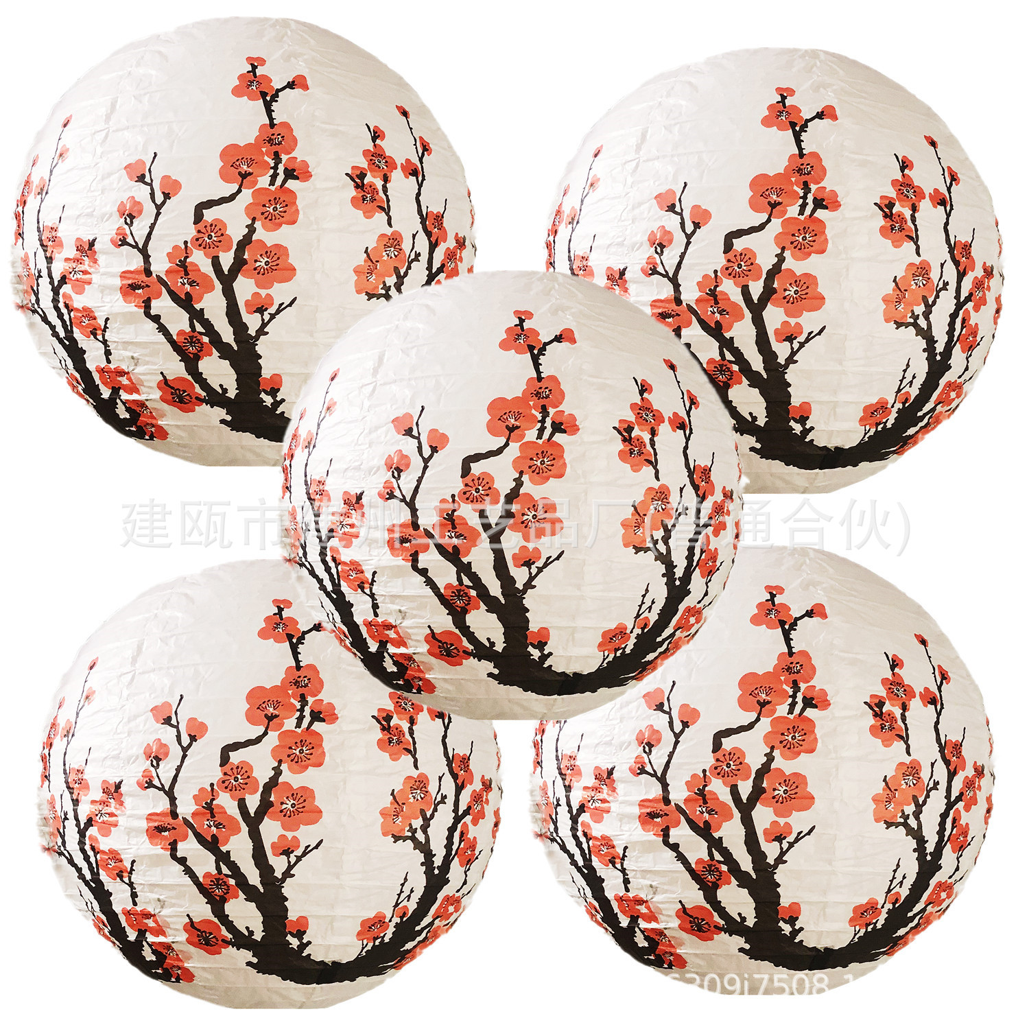 梅花灯笼5个组合-红色