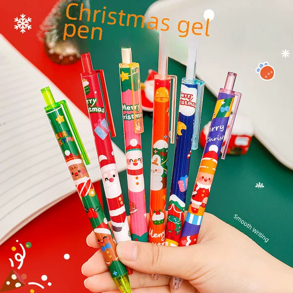 Hangsu Original Christmas Press Gel Pen Cute Christmas Stationery Cartoon Signature Pen Exam Brush Pen