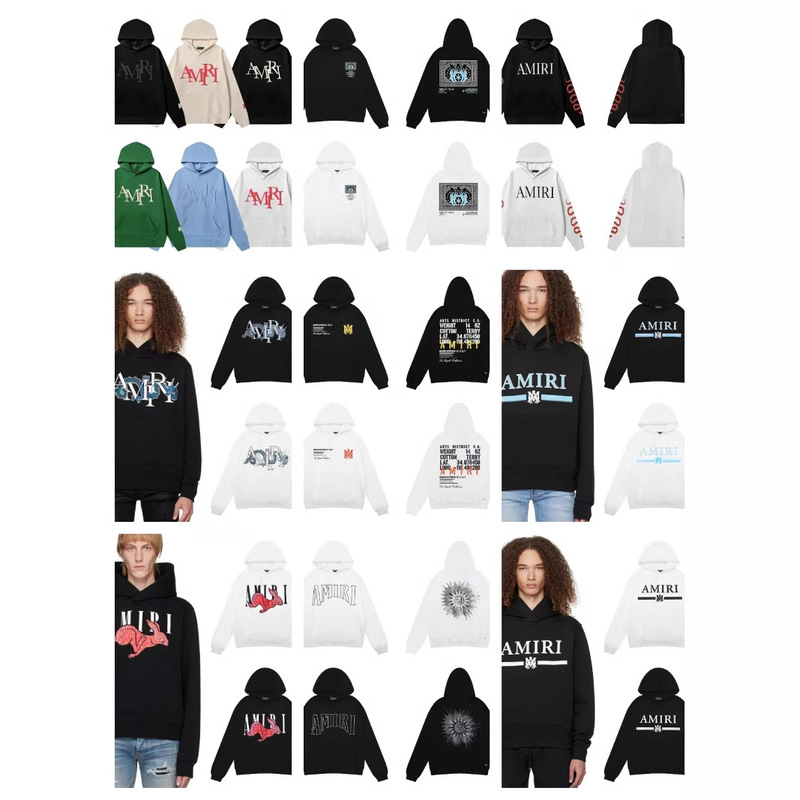 24S Export Autumn and Winter New Fashion Amiri Letter Foam Printed Long-Sleeved Terry Sweatshirt for Men and Women Wholesale
