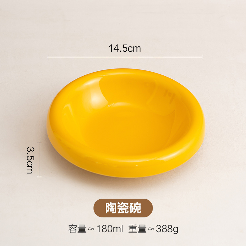 北欧马卡龙配色猫碗高颜值防打翻猫粮碗护颈高脚喝水碗陶瓷宠物碗|undefined