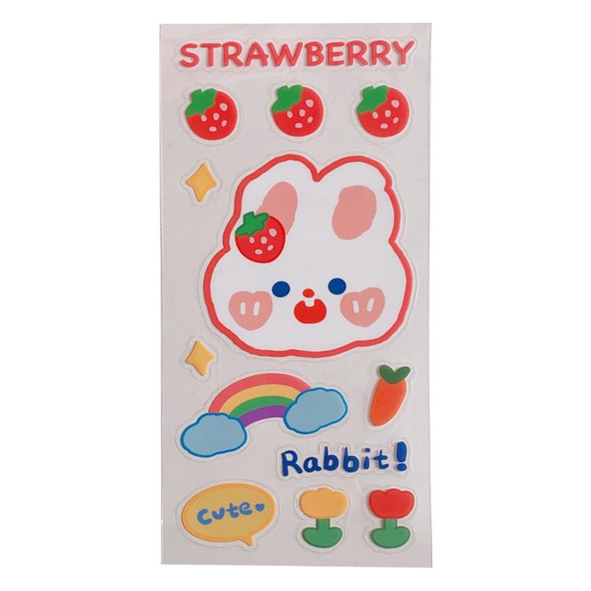 INS chica corazón lindo conejo mano cuenta pegatinas fresa pegatinas mano cuenta libro material decorativo PVC Copa pegatinas al por mayor