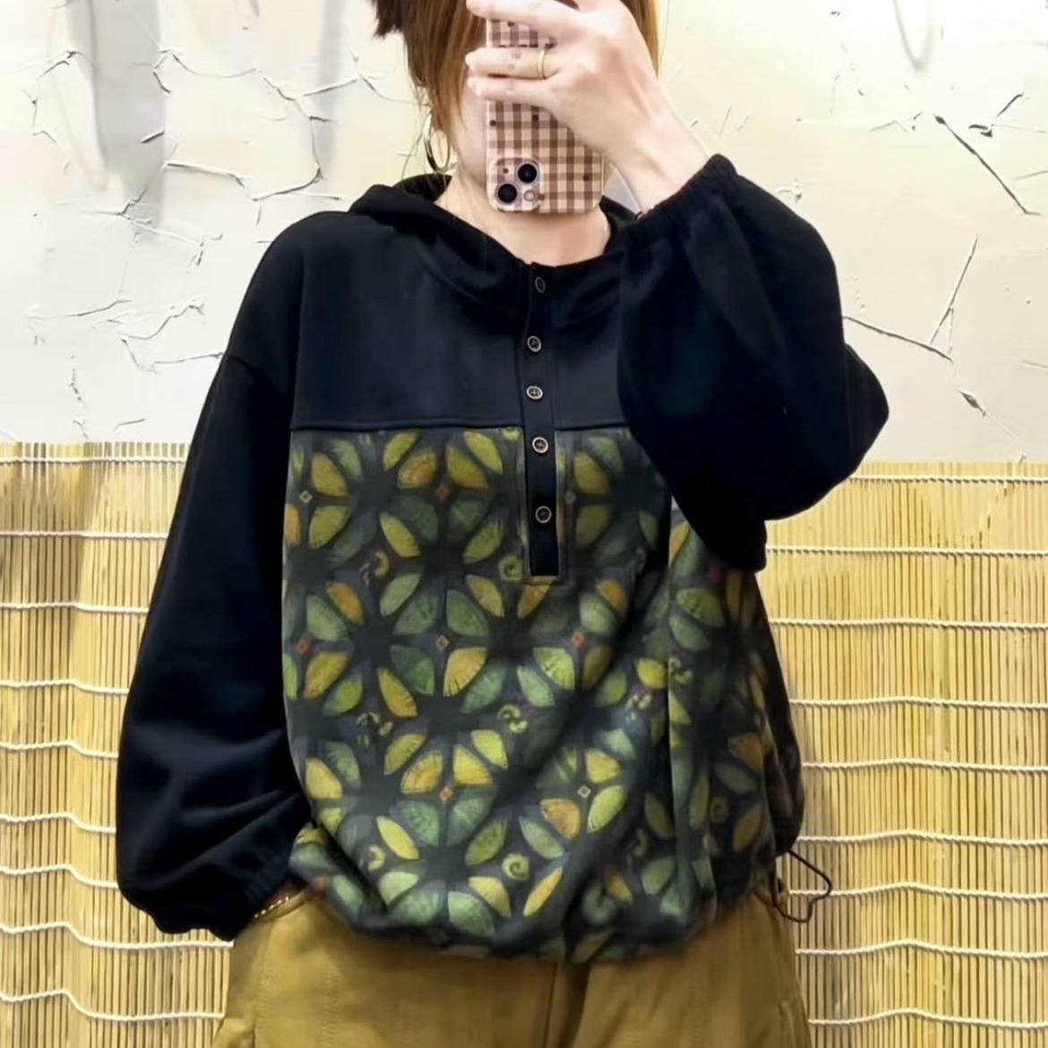 米妮绒拼色卫衣女 2025冬新款韩版宽松休闲连帽保暖绒衫 867