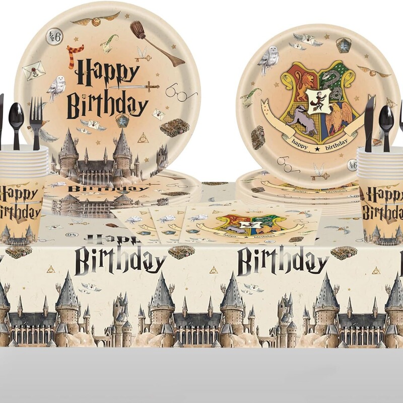 Harry Potter Party Theme Tableware Magic Wizard Decoration Children's Birthday Disposable Tableware Paper Tray
