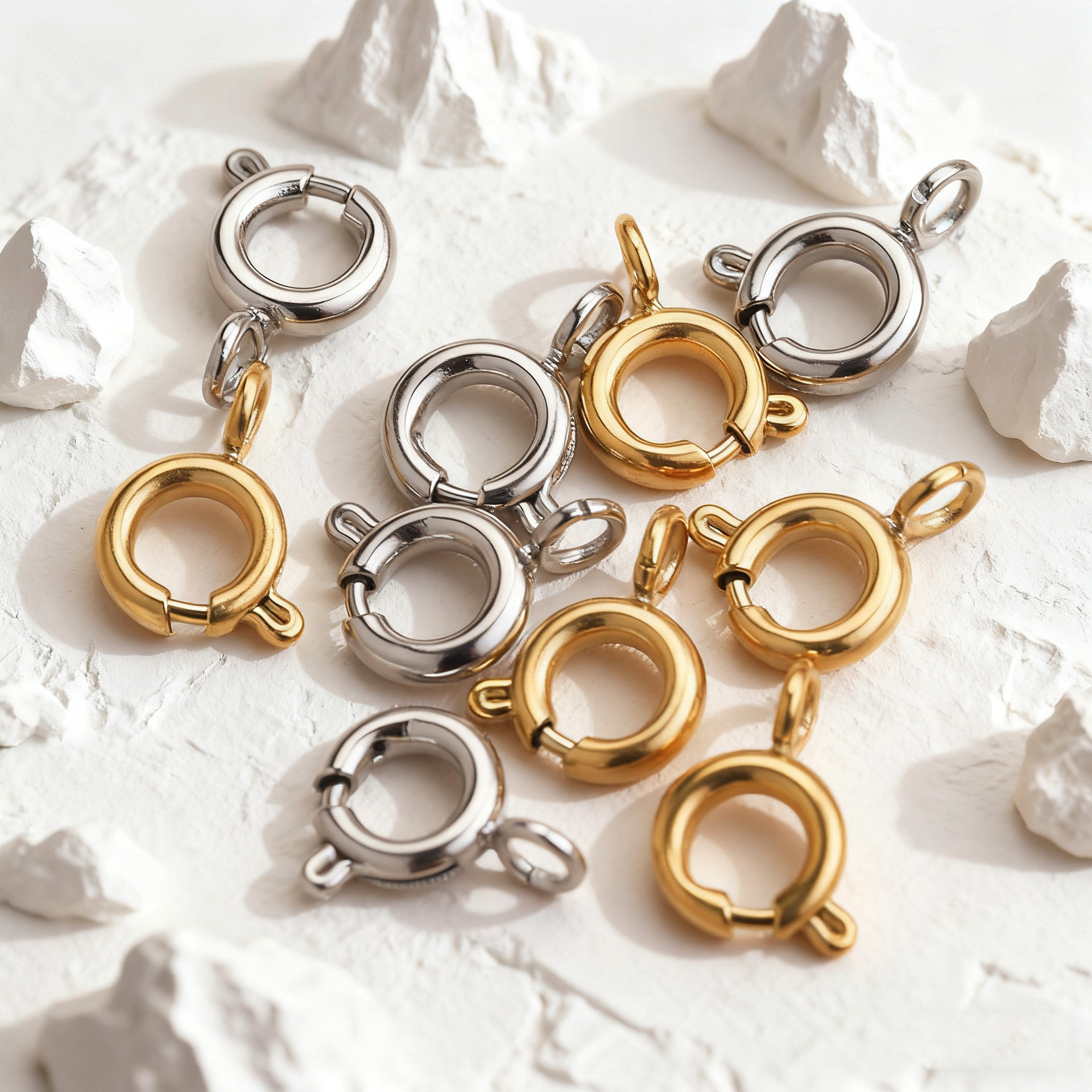 メッキ金色ステンレス鋼パチンコスプリングバックルチタン鋼水バブルバックルdiy手作りアクセサリー丸バックル