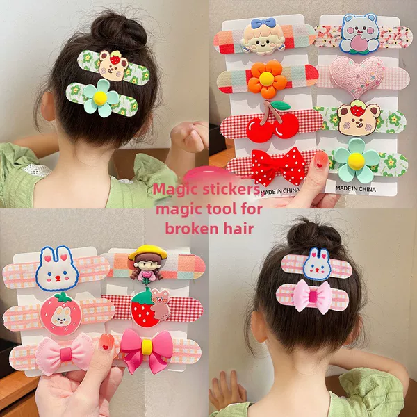 Cartoon Bow Magic Tape Baby Hairband for Girls, Hair Clip for Bangs, Hairpin, Children's Hair Accessory