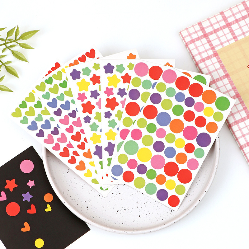 Cartoon Stickers Handmade with Creative Stars, Hearts, and Circles for Journaling, DIY Photo Album Decoration Accessories, Journal Stickers