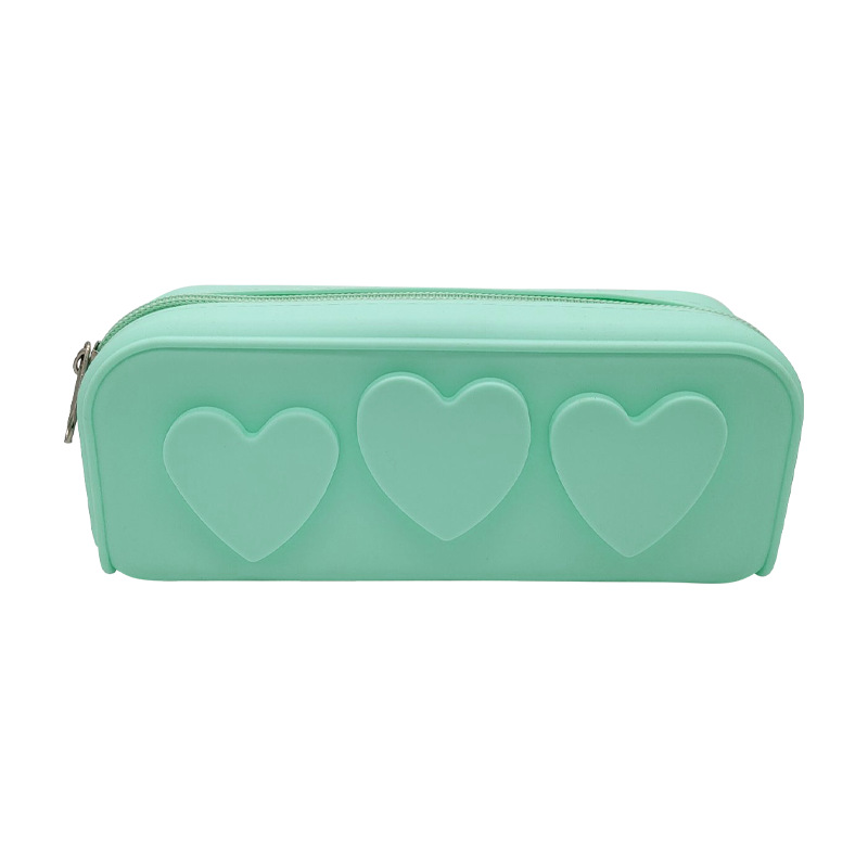 Love Silicona Estuche para lápices Estuche para almacenamiento de belleza Estuche para papelería Bolso de almacenamiento para viajes de ocio al aire libre Logotipo portátil