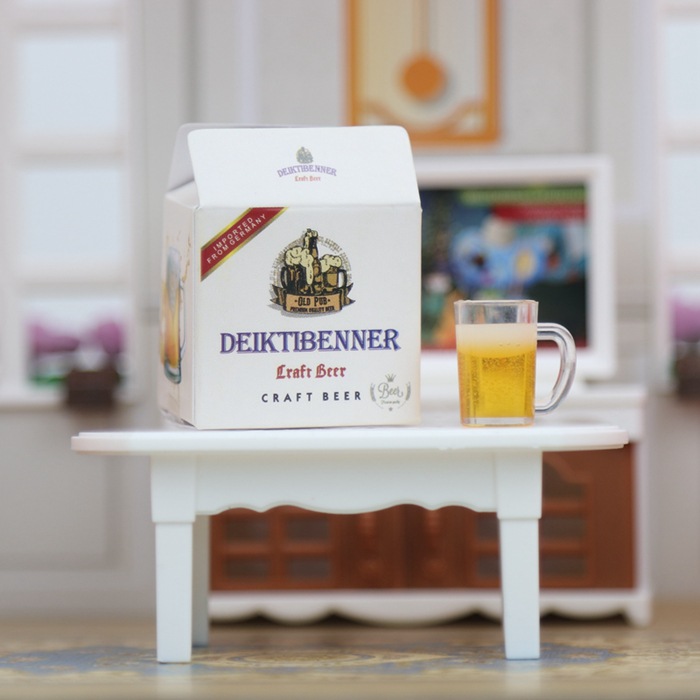 맥주 컵 4 병이있는 039 흰색 상자