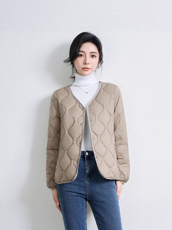 棉衣内胆女秋冬季新款轻薄保暖大V领内穿打底长袖短款棉服 女外套|undefined