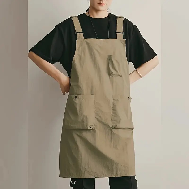 일본식 이중 어깨끈 조절 가능한 다용도 포켓 앞치마, 원예, 그림 그리기, 요리, 인기 앞치마