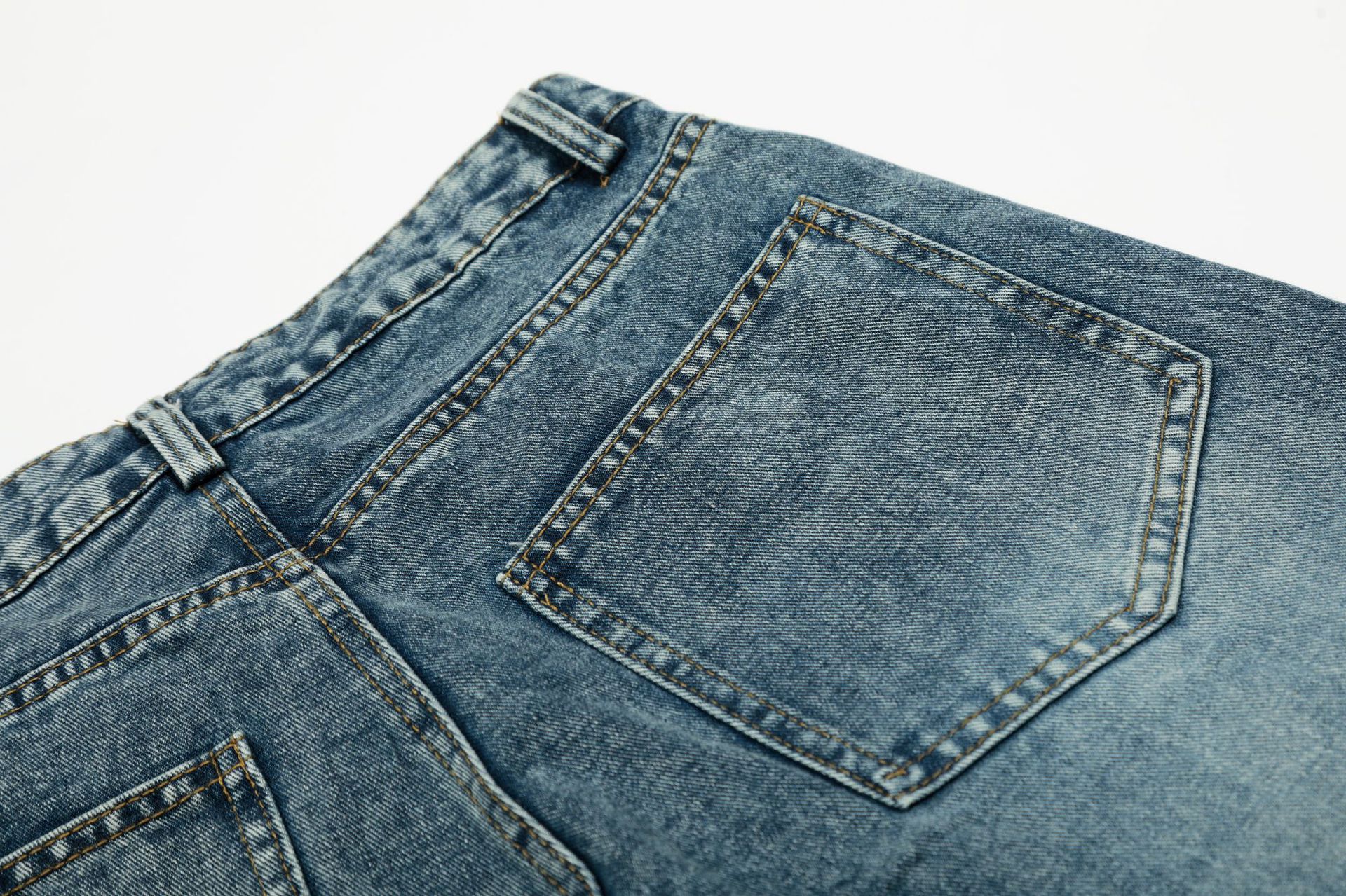 Korean-Style Distressed Washed Wide-Leg Jeans – Embroidered Star Details | Unisex Loose Fit Streetwear Denim Pants (S-XL, Blue/Black)​_mkmklike.com