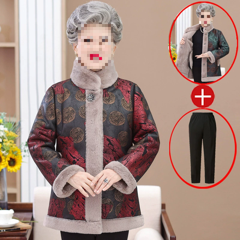 Fleece winter down jacket for mother, 60 years, for middle age