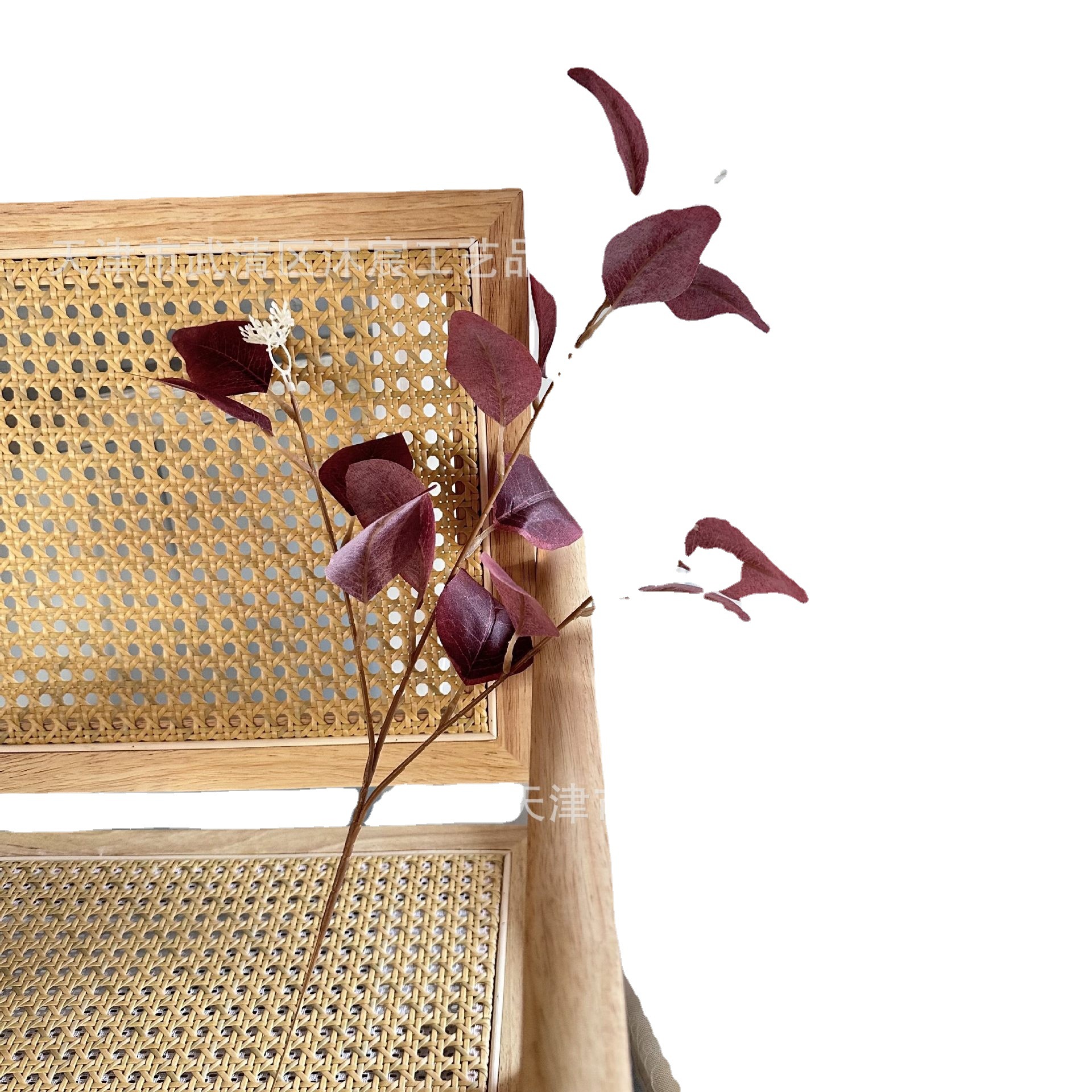 Pequeño tenedor hojas de eucalipto hoja de eucalipto vena celebridad de Internet hojas de eucalipto hoja de manzana Fondo decoración de la pared flor hoja flor artificial