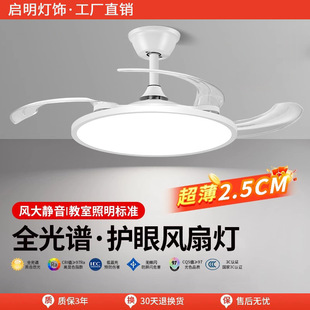 Full Spectrum Eye Protection Fan Light 2025 New Ultra-thin Quiet Household Integrated Invisible Ceiling Fan Light for Restaurant and Bedroom