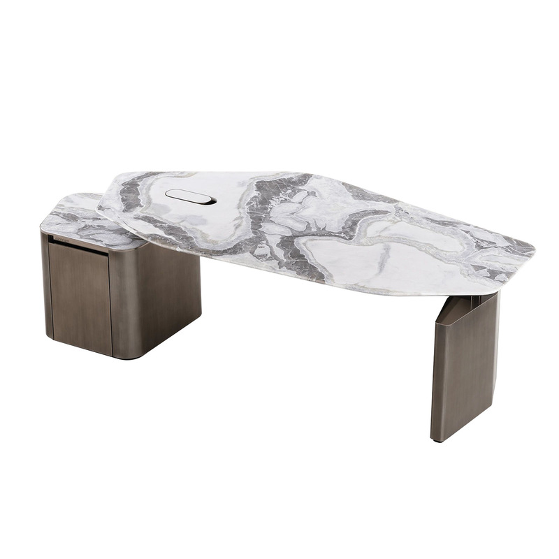 Light Luxury High-End Marble Desk Boss Desk Modern Villa Home Designer Stainless Steel Special-Shaped Desk