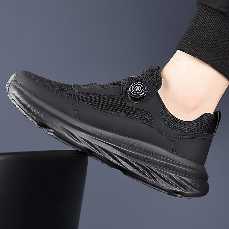 Giày thể thao nam sneaker đế dày thoáng khí mặt lưới mũi tròn — Màu trắng, màu đen