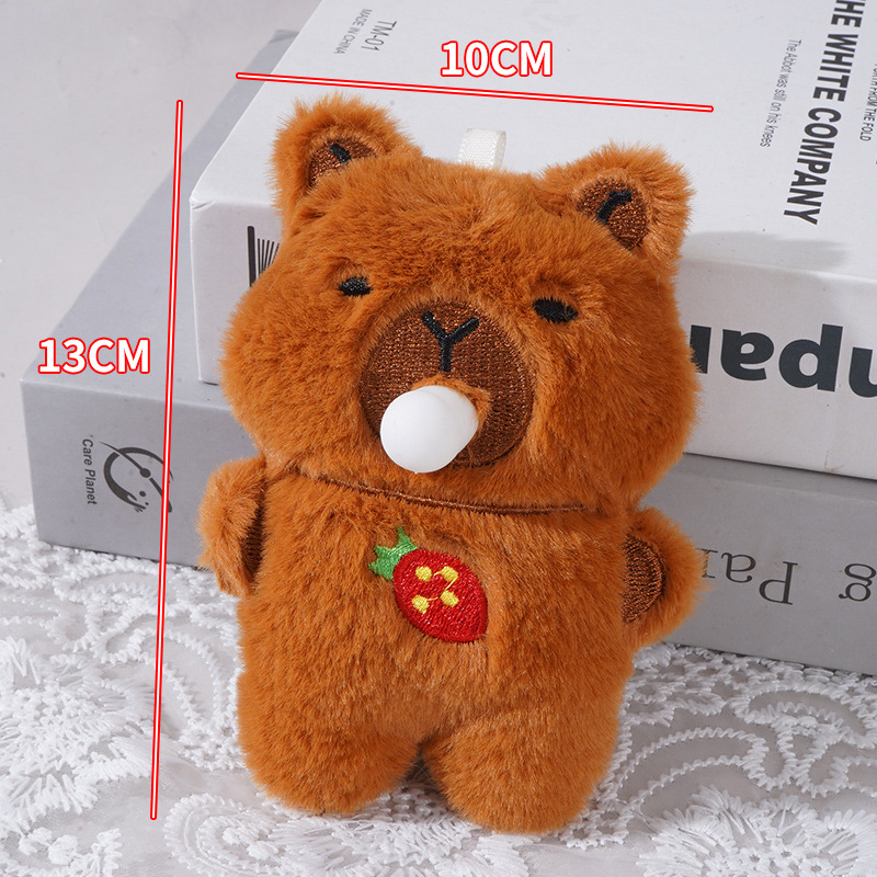 Internet celebrity decompression doll blowing bubbles Capibala pendant cartoon plush capybara bag hanging doll machine doll