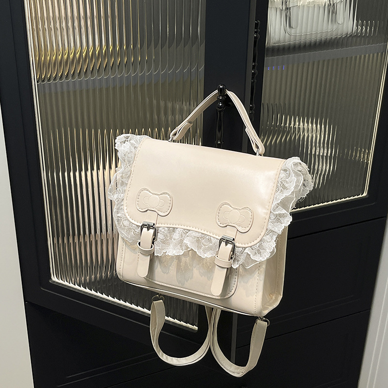 Casual commuting versátil tendencia de chicas lindas mochila de encaje de mujer pequeña personalidad fresca mochila image 7
