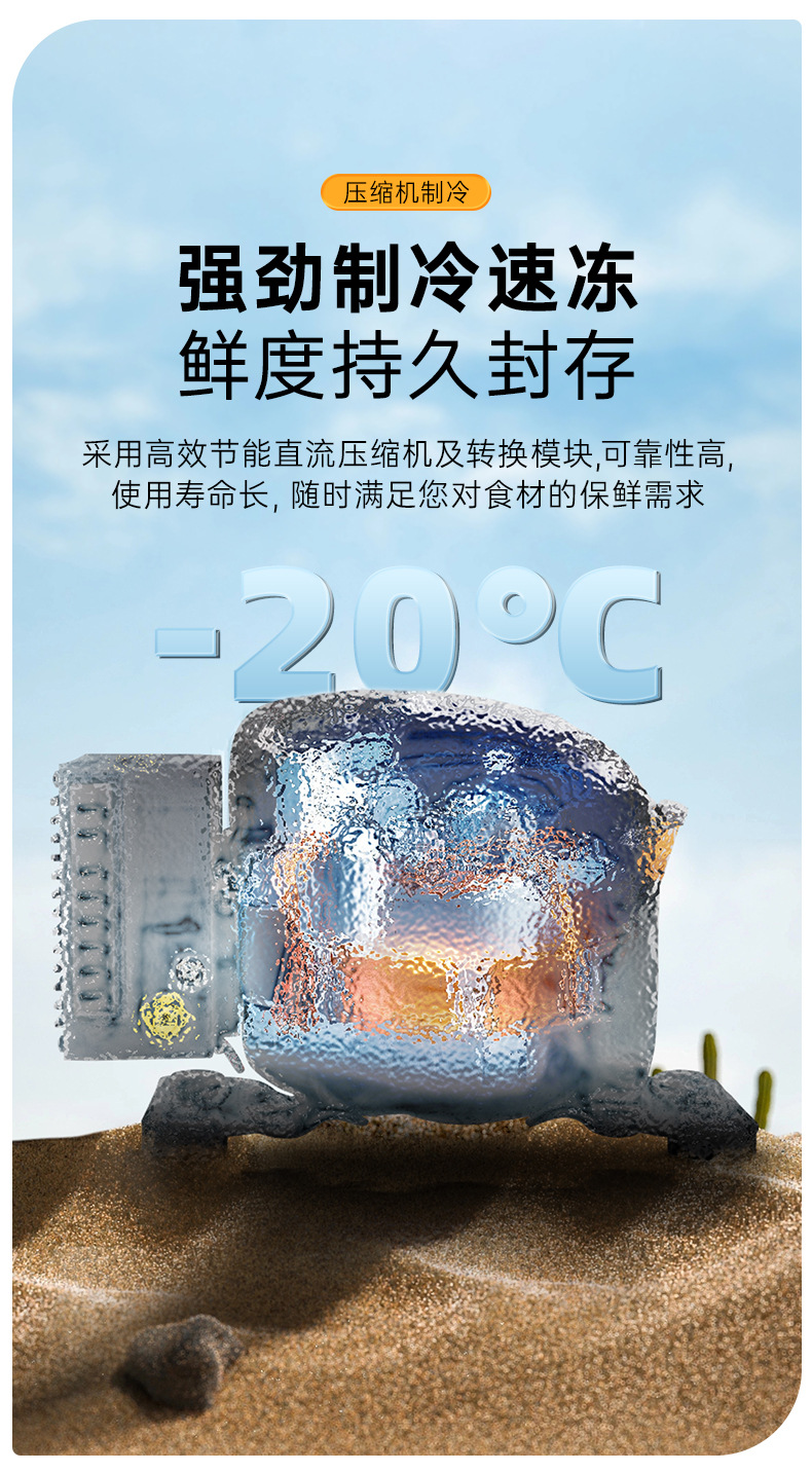 2025 New Model Ice Tiger Car Refrigerator with Dual Temperature Control, Dual-Use for Refrigeration and Freezing, Large Capacity, Suitable for Both Car and Home Use