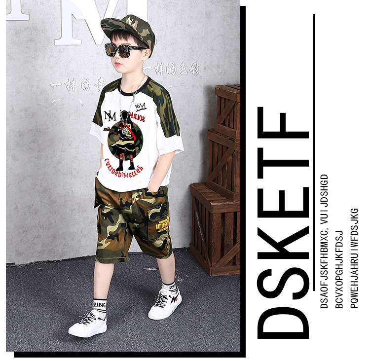 Tweedelige set 2023 Zomer Nieuwe Koreaanse editie Jongens Korte mouwen 8 jaar Middelgroot Grote jongen Trendy_voghion.com