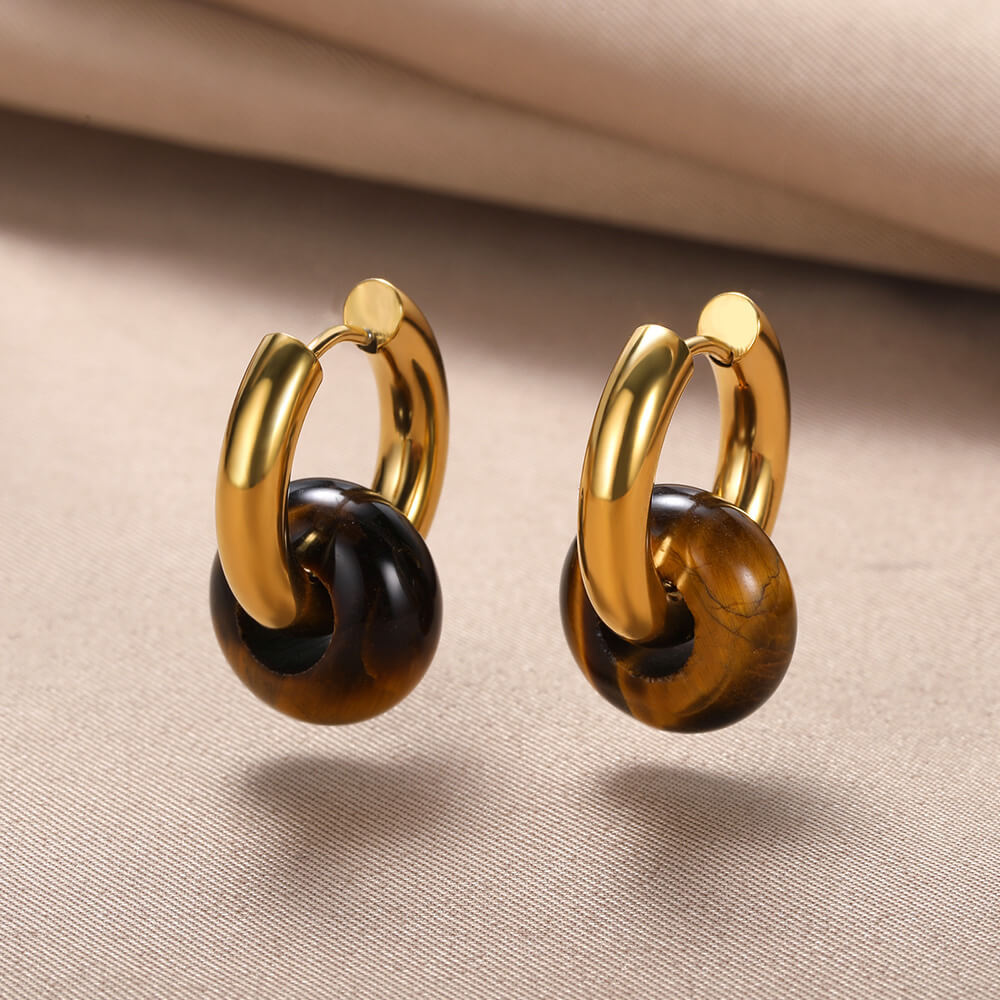 13g Weight PVD Coated Gold Plating Process 304 Stainless Steel Ear Needle Material 18K Real Gold Plated Plating Material Hoop Earrings Classification 1 Pair Quantity Date, Tea Party Occasion 304 Stainless Steel Material Geometric Pattern Women's Gender Classic Style Style Plating Craft 1 Pair Classic Style Geometric Plating Natural Stone Metal Hoop Earrings 9