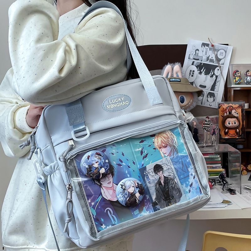Simple Japanese Style Single-Shoulder Daily Pain Bag All-Match Transparent Crossbody Large Capacity Niche Secondary College Style Messenger Bag Simple Japanese Style Single-Shoulder Daily Pain Bag All-Match Transparent Crossbody Large Capacity Niche Secondary College Style Messenger Bag