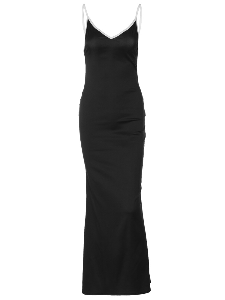 Women's Trumpet Dress Sexy V Neck Backless Sleeveless Solid Color Midi Dress Daily display picture 13