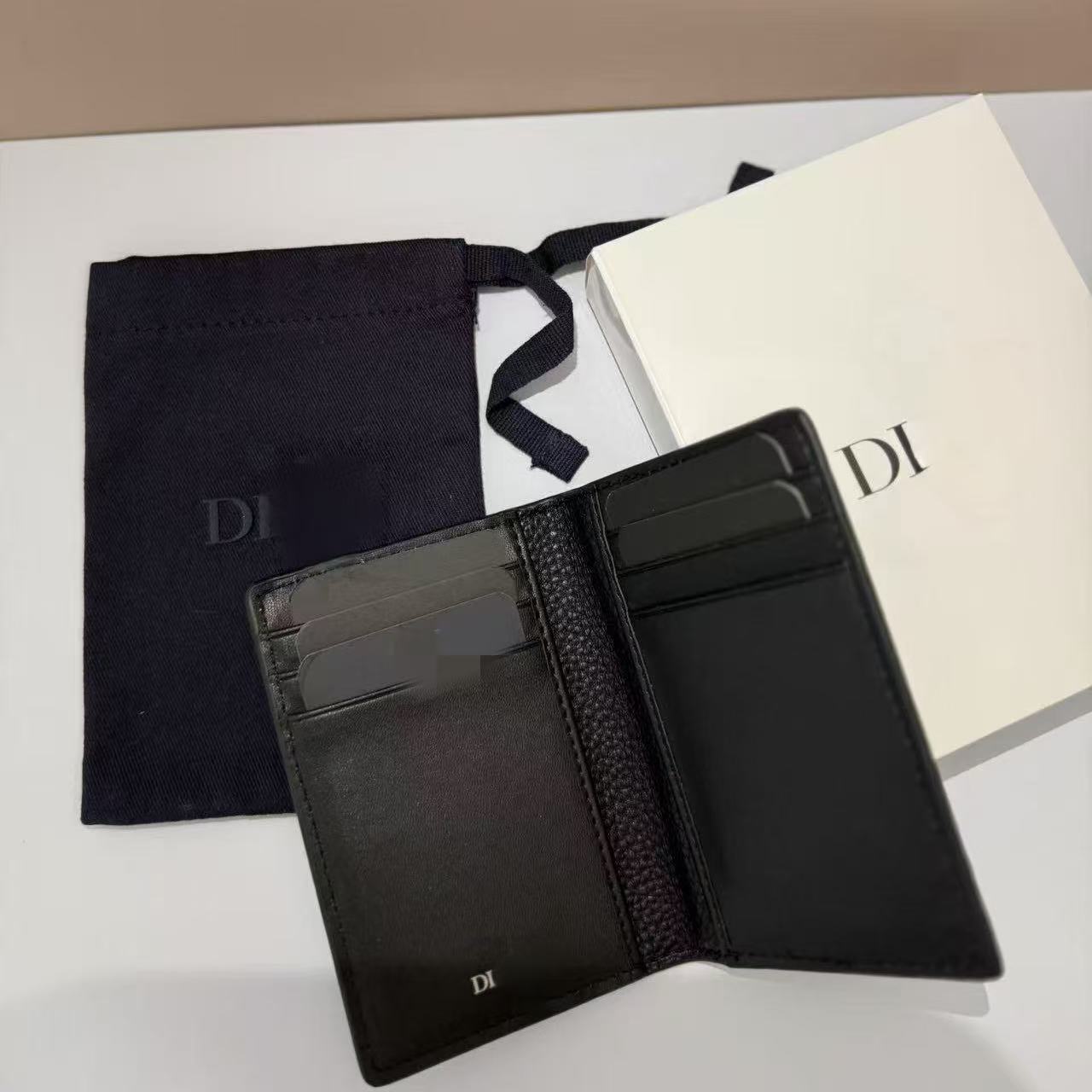 D nuevo regalo de alta calidad litchi negro piel de ternera flip cartera bolso de certificados multifuncional bolso de cambio