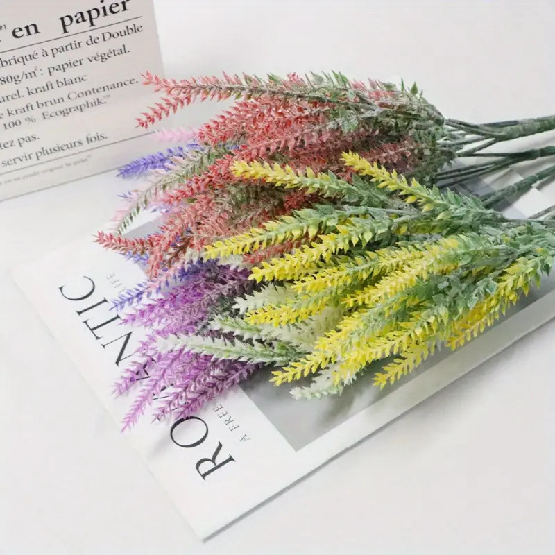 Amazon Artificial Flocking Lavender Home Decoration Plastic Fake Flower Desktop Furnishings Potted Flower Arrangement Accessories