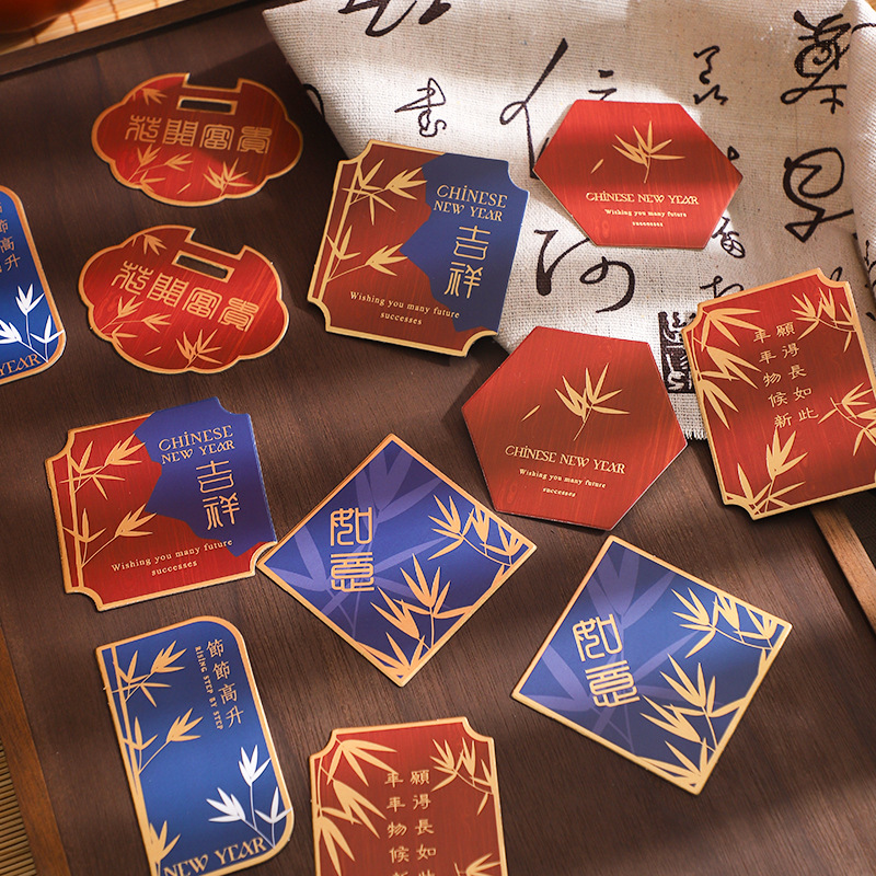 Nuevos productos de cordier de siete colores Tarjetas de decoración de Año Nuevo Tarjetas de felicitación Tarjetas postales