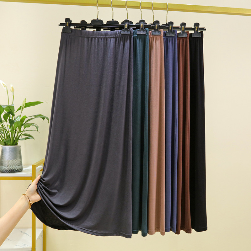 Thin Modal Long Skirt for Women, High-Waisted, Flowing Solid Color A-Line Skirt, Versatile Long Skirt with Wide Swing