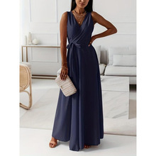 F 32721 Solid V-neck Formal Maxi Dress ��ɫ V �������ȹ