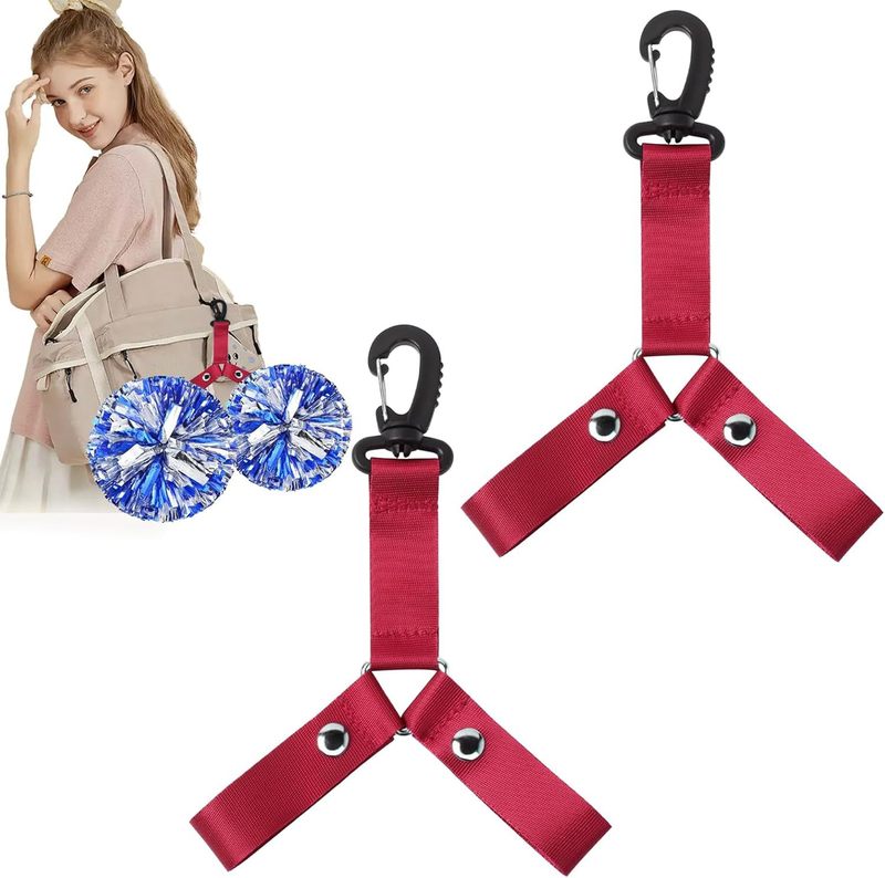 Cross-Border Pom Pom Hanger with Snap Buckle Backpack Cheerleading Pom Pom Triangle Buckle with Bracket Cheering Bag with Accessories